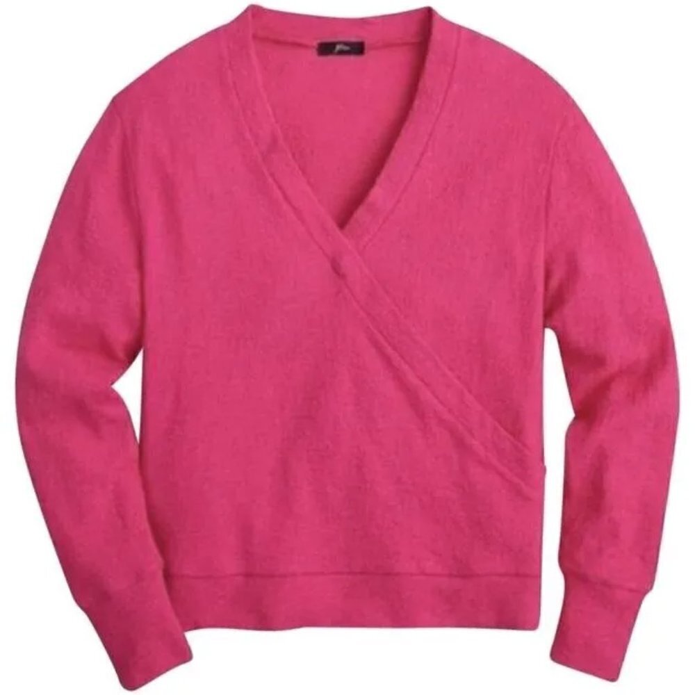 J Crew K5077 Crepe Faux Cotton Pink Wrap Top Blouse Size S